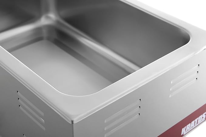 Kratos Commercial Electric Countertop Food Warmer and Cooker, 120V, 1500 Watts, Stainless Steel Portable Steam Table, Fits a 12" x 20" Food Pan (28W-169)