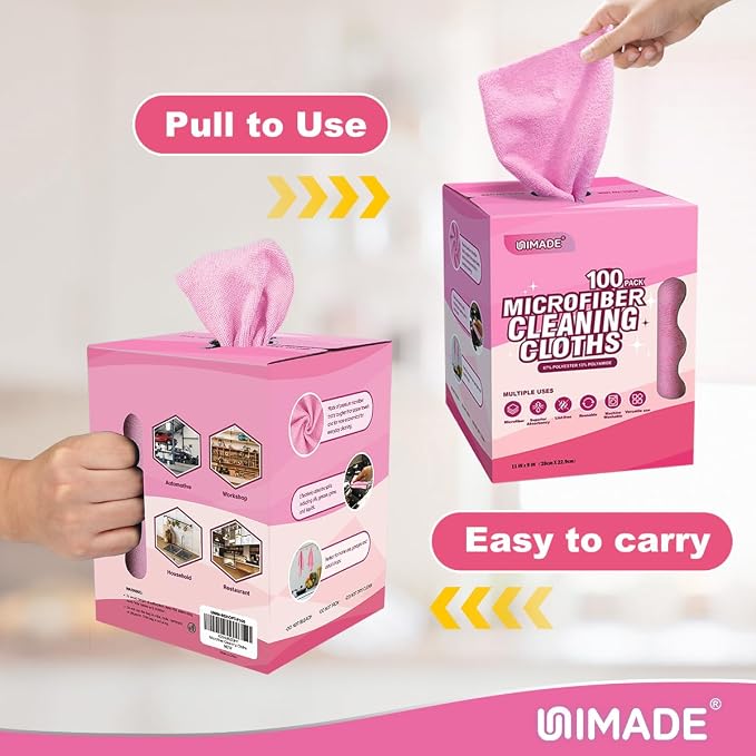 UNIMADE Microfiber Cleaning Cloth, 100 Sheets Microfiber Towels - Image 7