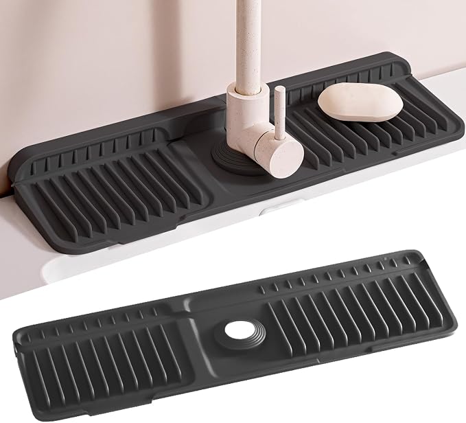 2026 New Silicone Sink Splash Guard, 7°Slope Fast Self-draining | Faucet Mat by SOCORIA
