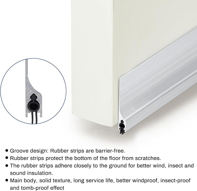 Gisafai 4 Pack 36" Door Sweep, Aluminum Rodent Proof Bottom Seal Strip | Rodent - Image 5