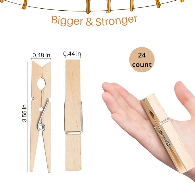24 PCS Wood Clothespins - Image 5