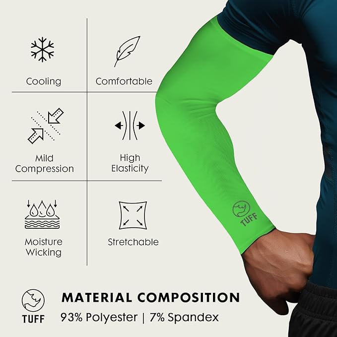 TUFF Compression Cooling Arm Sleeves - UPF 50 Arm Sleeves for Men & Women…