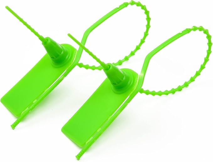 100 PCS Plastic Tamper Seals Pull Tight Security Seals Tags Breakaway Seals Numbered Zip Ties Disposable Self-Locking Ties for Fire Extinguisher, Tear Off Type, 210mm Length