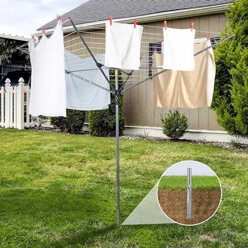 STO STO Umbrella Clothesline Outdoor Drying Rack, 164 Feet Rotary Clothes - Image 2
