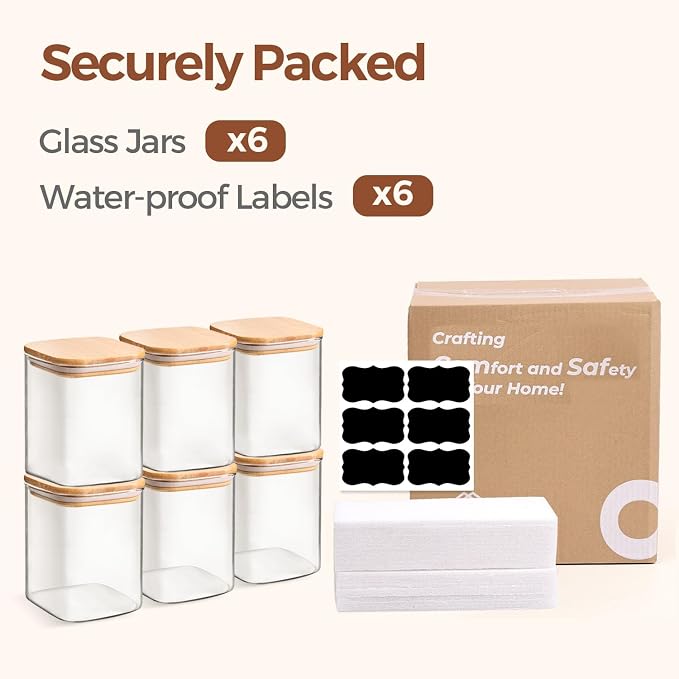 ComSaf Glass Jars with Bamboo Lids 0.8 Qt - Image 8