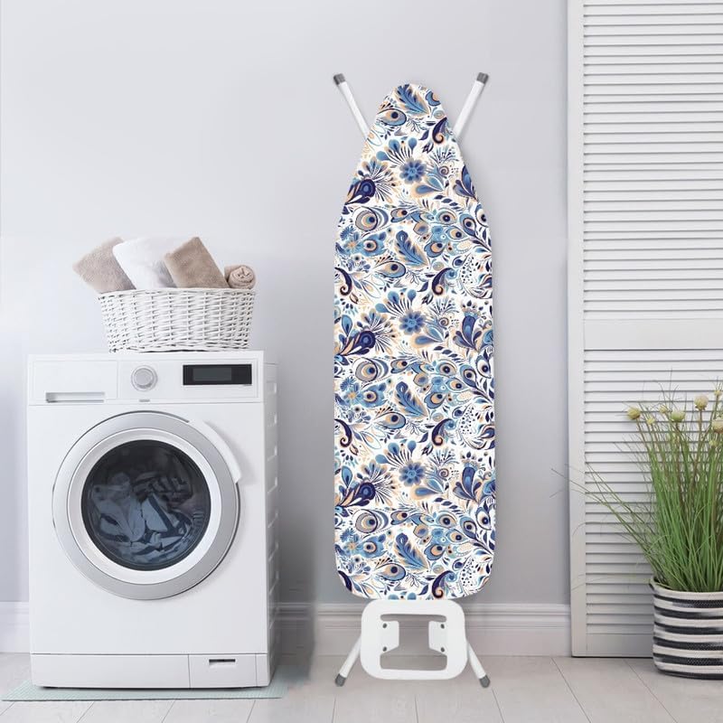 Blue Peacock Feather Steam Ironing Board Cover Damask Floral 15x54 Inch - Image 3