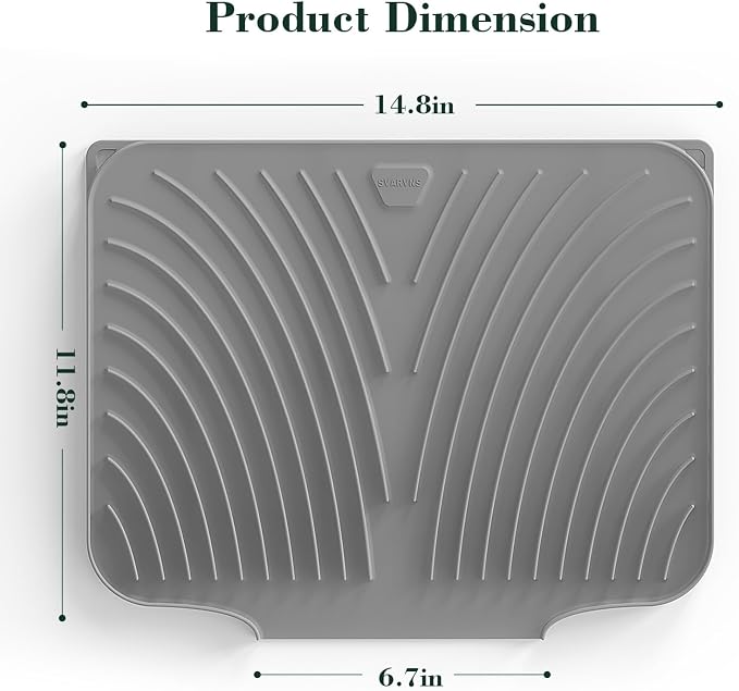 Silicone Dish Drying Mat for Kitchen Counter, Sloped Dish Drainer Mat - Image 2