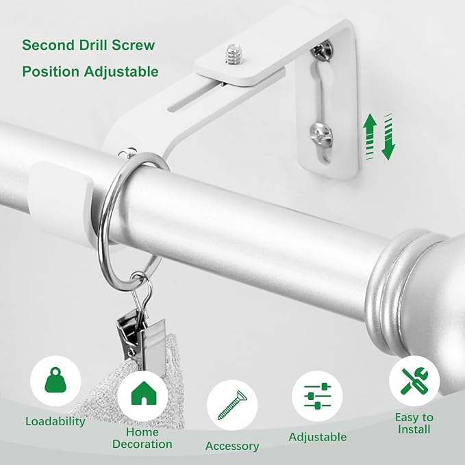 LLPJS Curtain Rod Bracket Adjustable, Drapery Rod Holder Hooks Support Hangers - Image 4