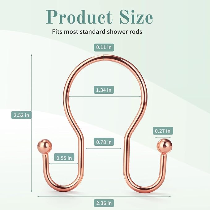 Shower Curtain Hooks, Stainless Steel Shower Curtain Hangers, Metal Shower - Image 5