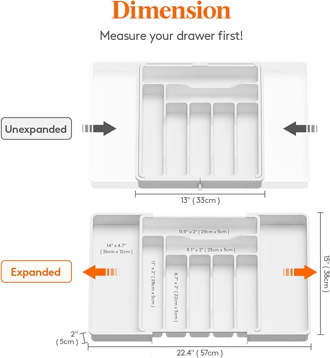 Lifewit Expandable Silverware Drawer Organizer, Kitchen Utensil Tray | BPA-free - Image 3