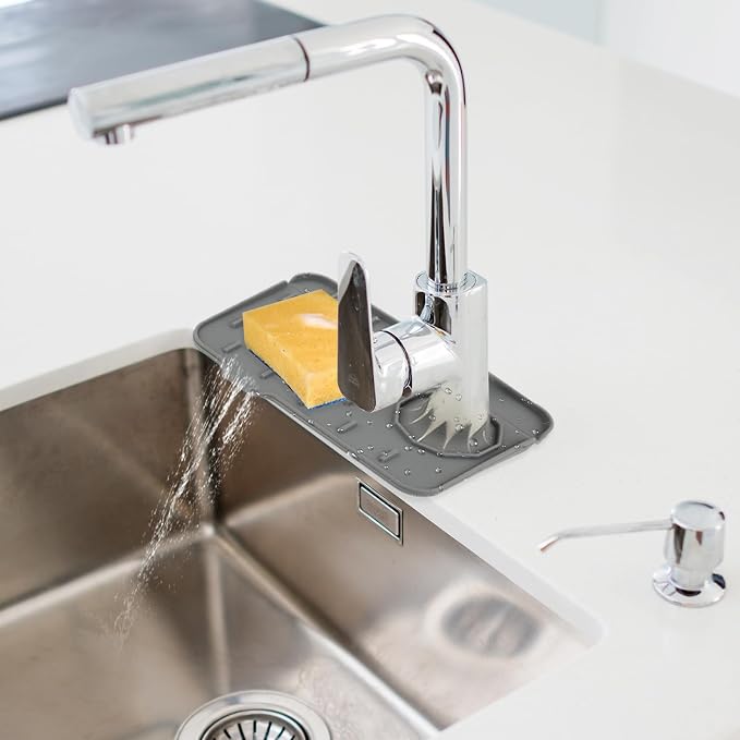 Dimeho Sink Faucet Splash Guard Mat Silicone Soap Dish Pad Faucet Handle Drip - Image 7
