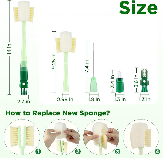 OUTXE 6 Pack Bottle Brush Cleaning Set, 5-in-1 Cup Cleaner Brush | - Image 6