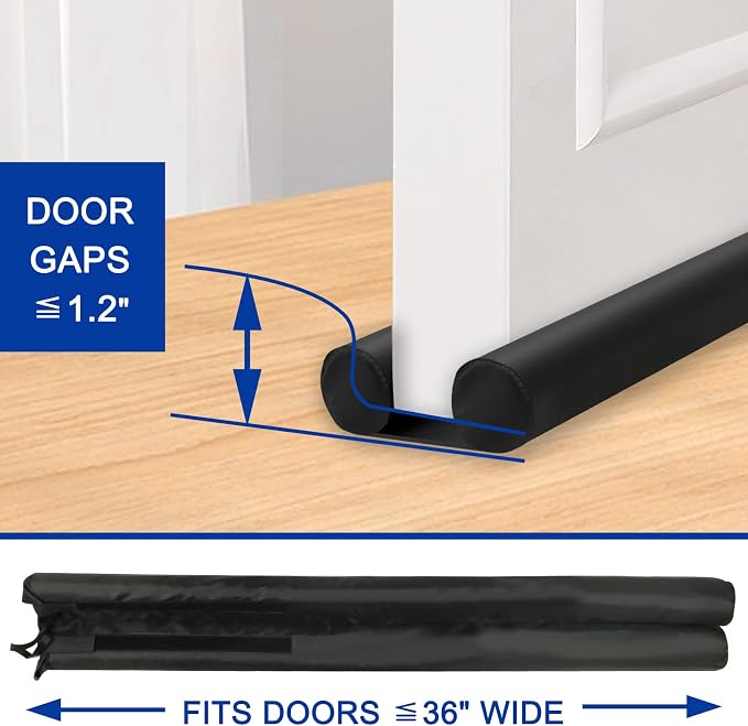 36" Adjustable Under Door Draft Stopper Blocks Air, Dust & Noise | 36-inch - Image 2