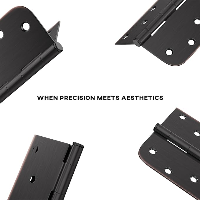 24 Pack goldenwarm 4in Oil Rubbed Bronze Door Hinges Interior Door Hinges 4 x 4 Inch with Square & Round Corners, Iron Material