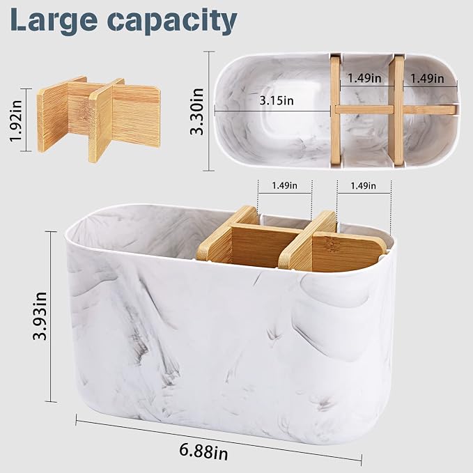GFWARE Toothbrush Holders for Bathrooms, 5 Slots Bamboo Toothbrush Holder Kids - Image 5