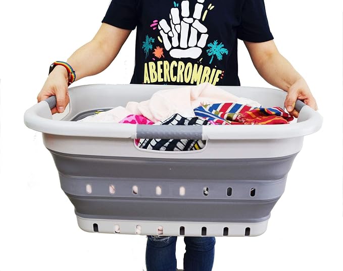 SAMMART 41L Collapsible 3 Handled Plastic Laundry Basket - Image 5