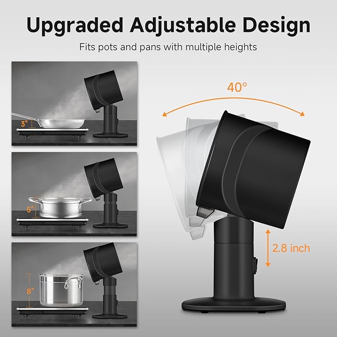 Portable Range Hood - 4-Speed Adjustable Exhaust Fan with Telescoping Height & 40° Tilt Low Noise 52dB, Large-Caliber Aluminum Filter + Oil Cup & 10 Carbon Cotton Filters for Indoor BBQ/Hot Pot/RV
