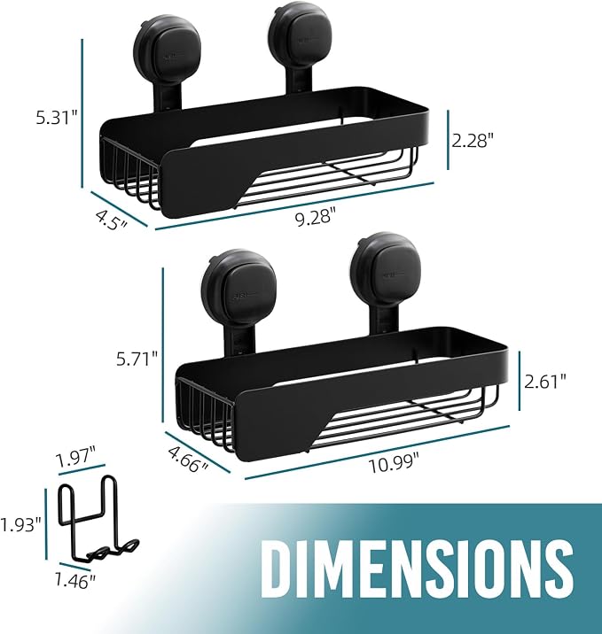 TAILI Shower Caddy Suction Cup Rustproof Metal Visible indicator Black - Image 7