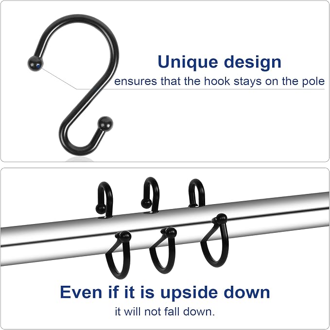 Metal Shower Curtain Hooks, Rust Proof Shower Curtain Hooks Rings, Durable S - Image 3
