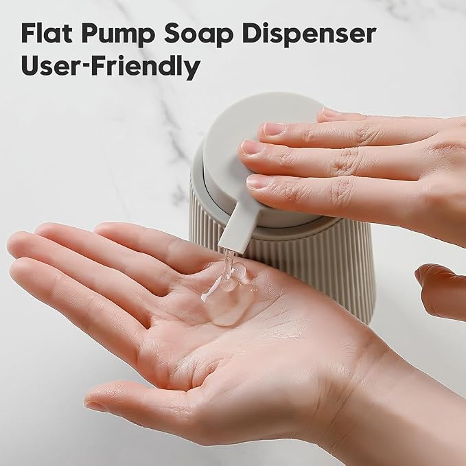 YAUKPH Striped Liquid Hand Soap Dispenser Beige | - Image 5