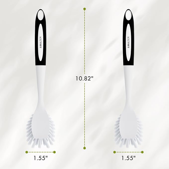 Dish Brush with Handle, 2 Pack Kitchen Scrub Brushes - Image 2