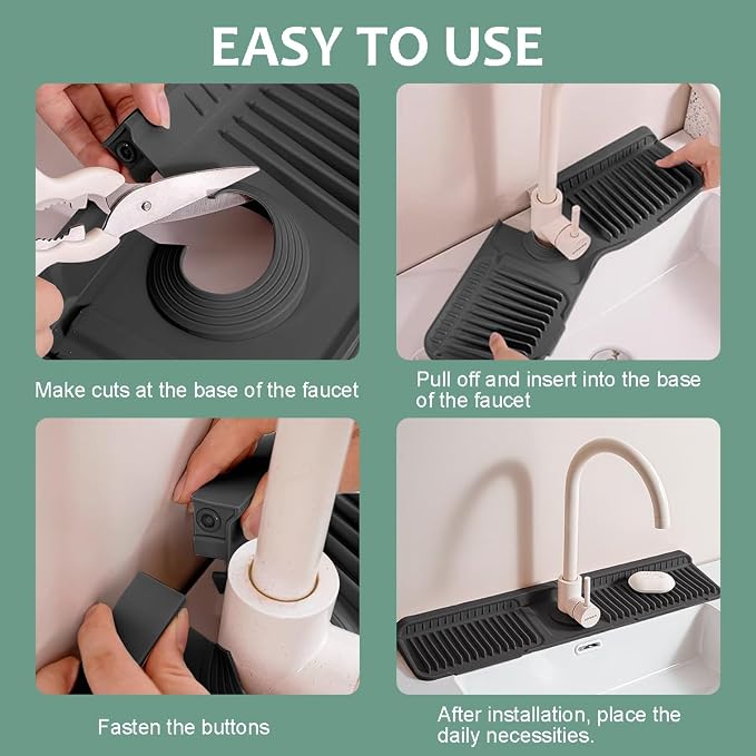 24 Inch Faucet Mat for Kitchen Sink Silicone Folding Faucet Mat for Bathroom - Image 5