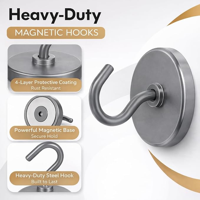 Neosmuk Magnetic Hooks, 130lb Heavy Duty, 10 Pack - Image 5
