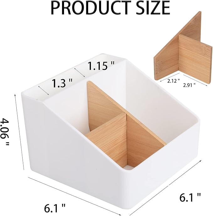 Toothbrush Holder 4 Slots Tooth Brush Organizer, Wihte | Detachable Bamboo - Image 6