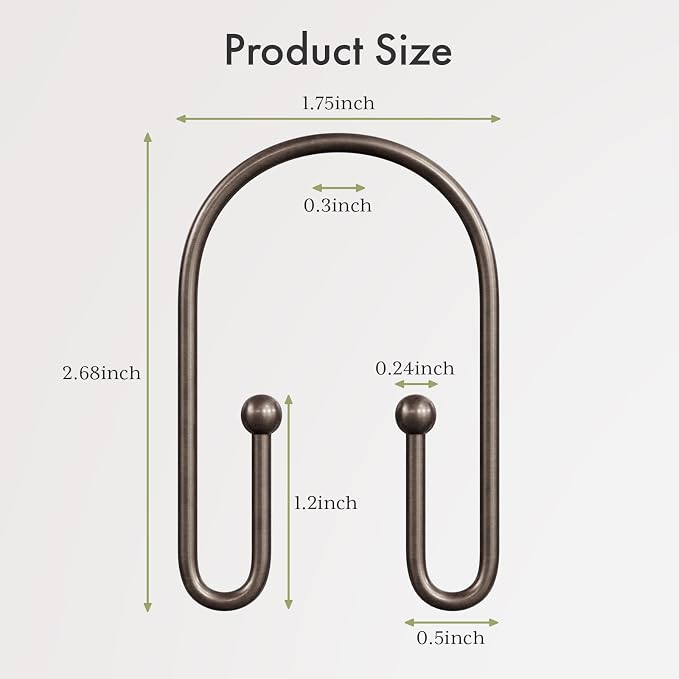 AmazerBath Shower Curtain Hooks, Simple Bronze Double Shower Curtain Hooks Rust - Image 8