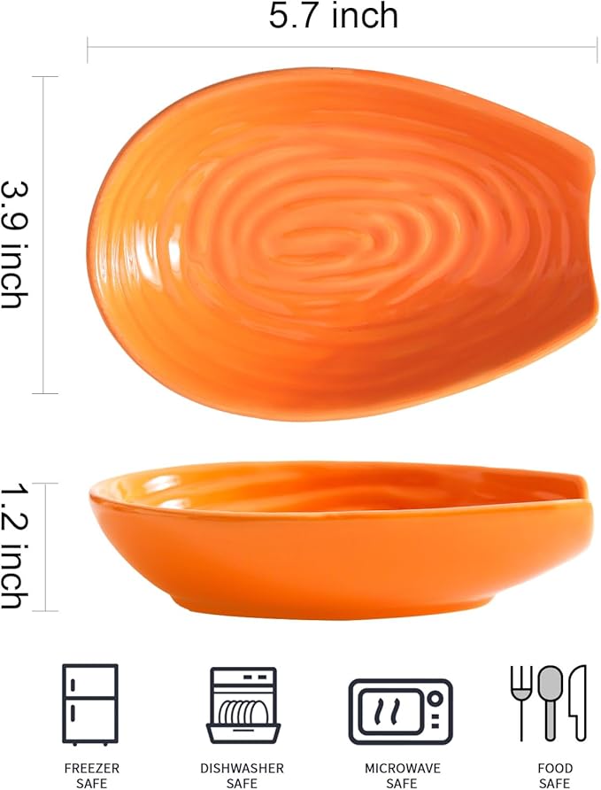 Spoon Rest, Porcelain Spoon Holder for Stove Top, Cooking Utensil Rest Kitchen Gadget Spoon Cradle for Spatula, Ladle, Tongs and Knife, Orange