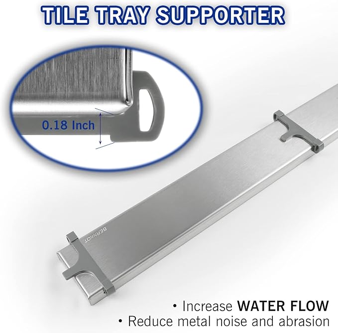 Linear Shower Drain 12", Brushed Floor Drain with Tiled Insert Grate & Hair Strainer, 304 Stainless Steel Bathroom 2-in-1 Tiled in Drain, CUPC Certified (Brushed, 12'')