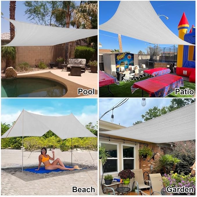 Amagenix Sun Shade Sail 6'X10' Curved Edge Outdoor Shade Canopy Light Grey Breathable 95% UV Block Shade Cloth for Patio Garden Backyard (We Make Custom Size)