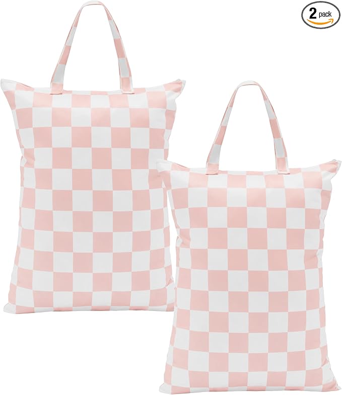 Ohocut Pink Checkered 2 Pcs Large Travel Laundry Bags by Ohocut