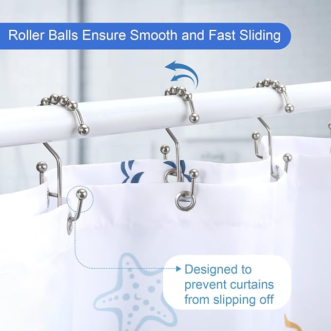 Shower Curtain Rings, SUTINE Double Shower Curtain Hooks, Rust-Resistant - Image 4