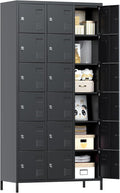 METAN Metal Locker for School Office Gym Bedroom, 18 Doors Black Steel Storage Locker Cabinet for Employees, Industrial Storage Locker, Assembly Required (18 Door-Black)