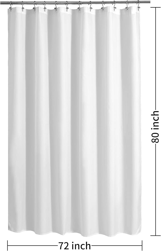 ALYVIA SPRING 72x80 Long Waterproof Fabric Shower Curtain or Liner White - Image 7