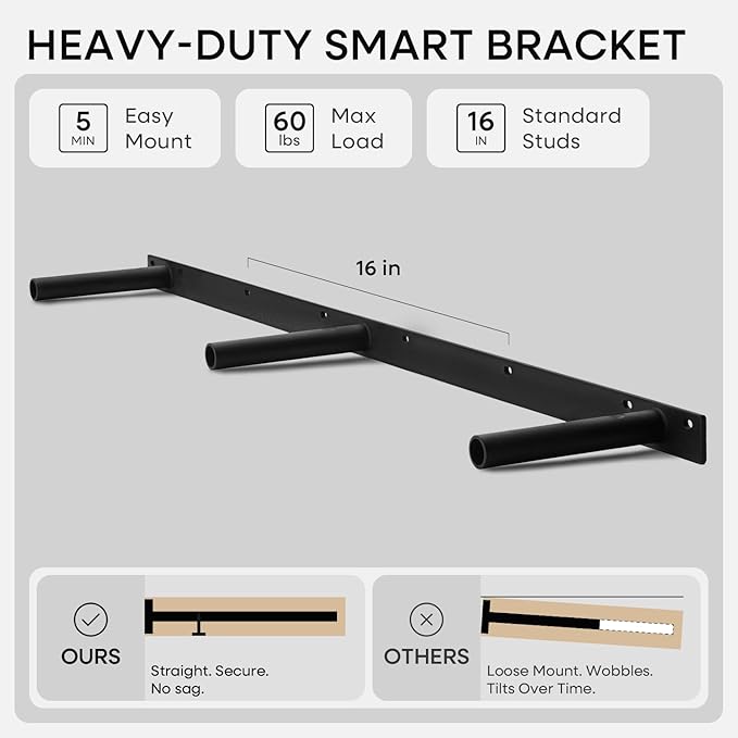 Homeforia Black Floating Shelf 48 inches, High End Solid Real Wood 48 inch Long Floating Shelves for Wall, Black Wooden 48inch Large Floating Shelves, Heavy Duty Bracket, 48 X 6.5 X 1.75 in, Set of 3