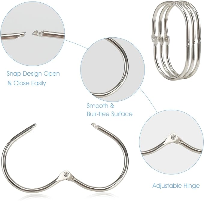 Shower Curtain Rings, Oval Snap Shower Rings - Image 4