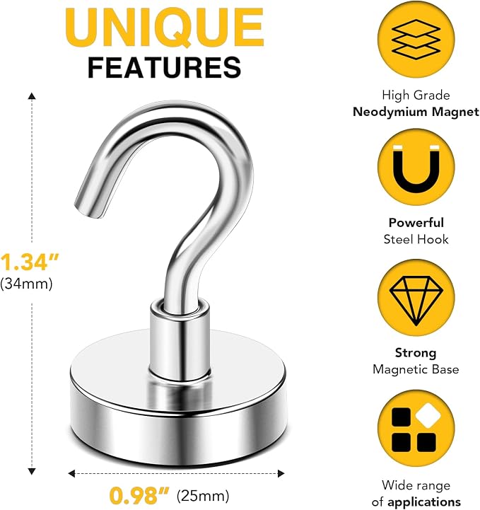 DIYMAG Magnetic Hooks 20pcs 85lbs Cruise Essentials 2026 Magnet Hook - Image 2