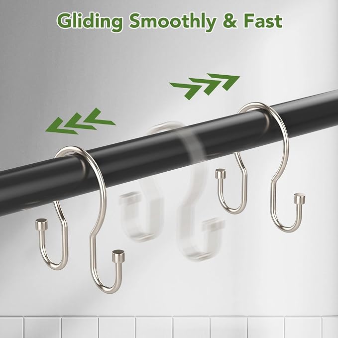 Goowin 24 Pack Shower Curtain Hooks, Simple Shower Curtain Rings, Sturdy Shower - Image 6