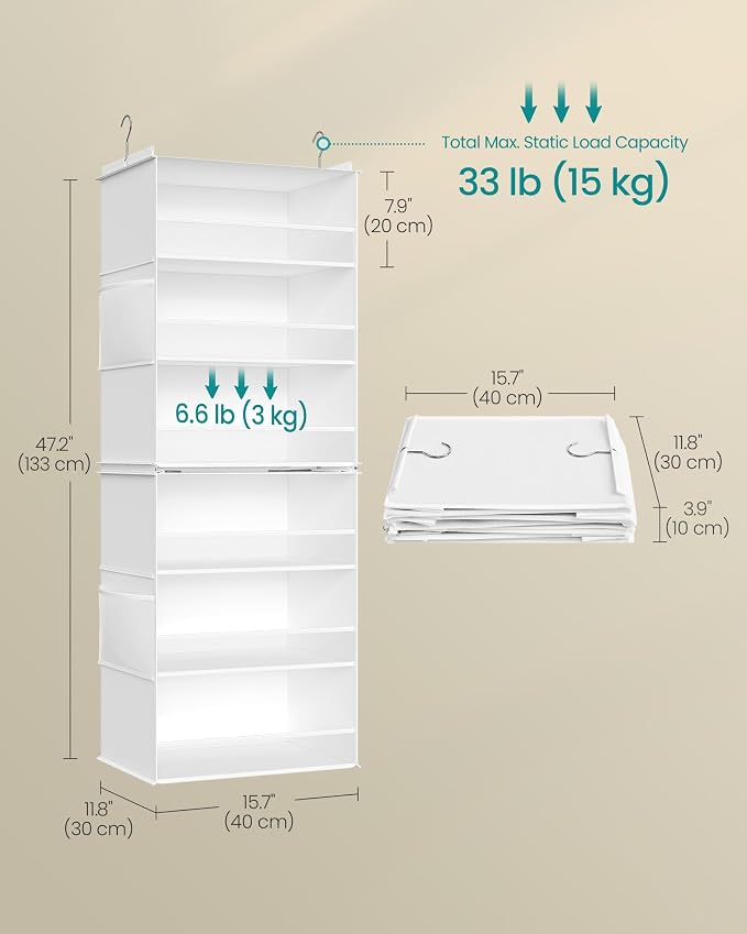 SONGMICS Widended Hanging Closet Organizer and Storage, Separable | Foldable - Image 2