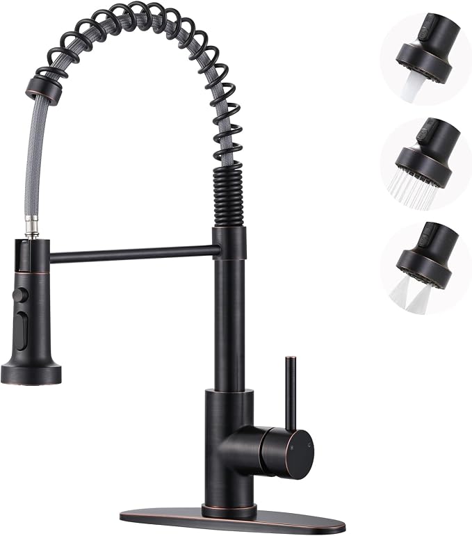 Kitchen Faucet with Pull Down Sprayer: Oil Rubbed Bronze 3-Function Kitchen by ARCORA
