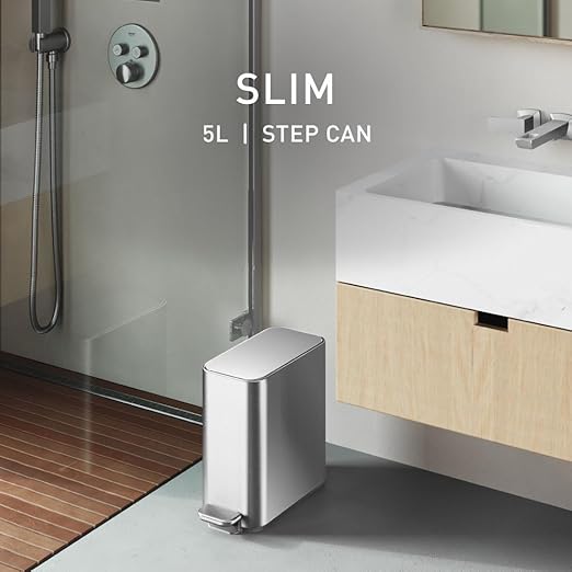 simplehuman Slim Step Can, 5L / 1.3 Gallon Compact Bathroom Trash Can, Liner - Image 2
