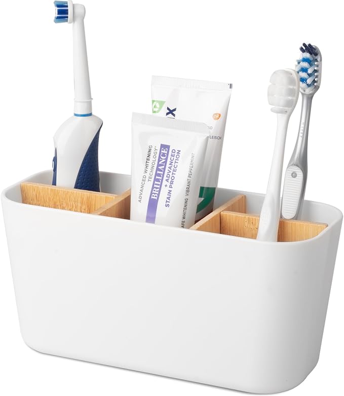 Toothbrush Holders Electric Tooth Brush and Toothpaste Organizer, 5 Slots by Heagoale