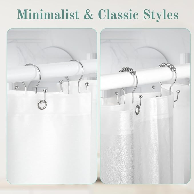Shower Curtain Hooks, Stainless Steel Shower Curtain Hangers, Metal Shower - Image 7