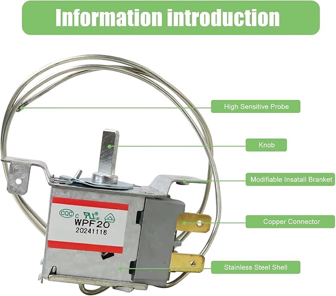 Mini Fridge Thermostat Universal WPF-20 Freezer Thermostat Controller Compatible for wpf16 and wpf18, Control Temperature of Fridge, Freezer, Display Cabinet, Congealer, Beverage Cooler