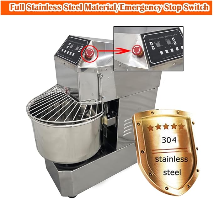 Stand Dough Mixer Double Action Double Speed Dough Kneading Machine, Frequency Conversion Stand Food Mixer with 3 Modes for Kitchen Restaurant Bakeries Pizzeria(30L)