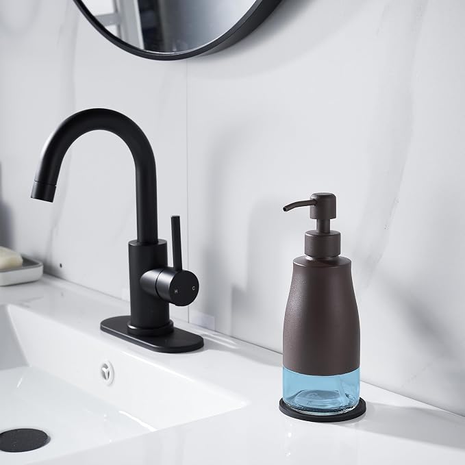 Gaussra Matte Brown Soap Dispenser - 11 OZ / 320 ML | Stainless Steel and Glass - Image 2