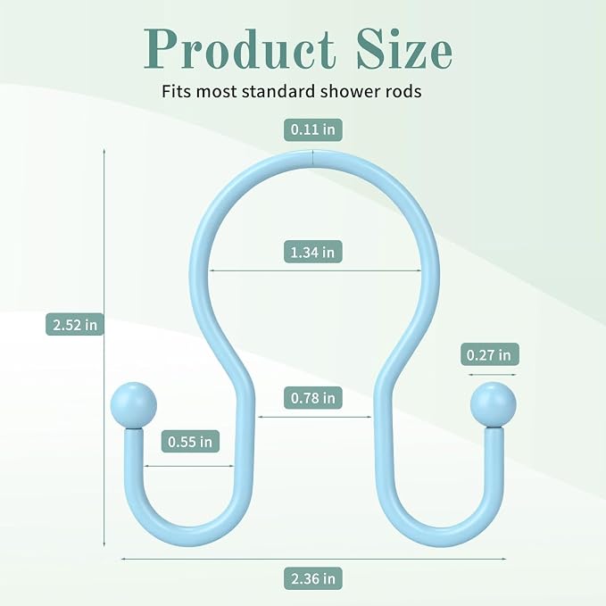 Shower Curtain Hooks, Stainless Steel Shower Curtain Hangers, Metal Shower - Image 5