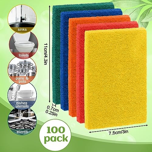 Hoolerry 100 Pcs Non Scratch Scouring Pads - Image 2